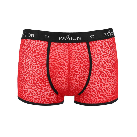 Чоловічі прозорі боксери Passion 046 SHORT PARKER XXL/XXXL Red, сітка, під леопард №5