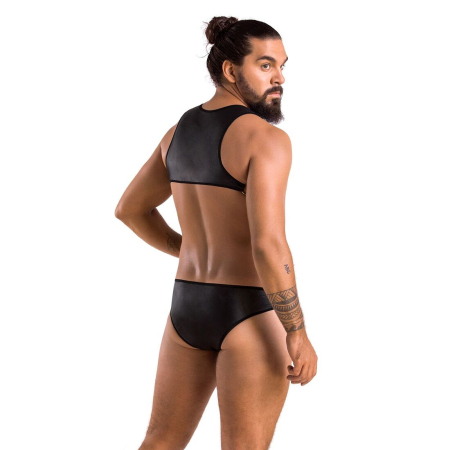 Чоловіче шкіряне боді Passion 056 ADAM S/M Black, заклепки №4