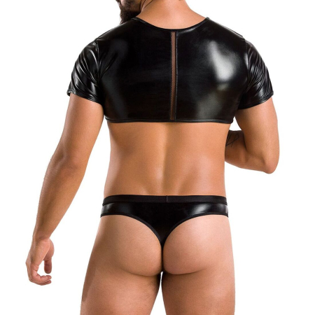 Комплект чоловічої білизни під латекс Passion 057 SET PETER L/XL Black, кроп-топ, стринги №2