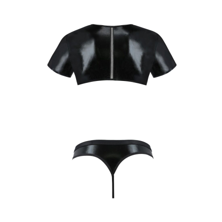 Комплект чоловічої білизни під латекс Passion 057 SET PETER XXL/XXXL Black, кроп-топ, стринги №6