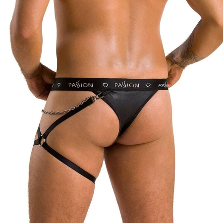 Чоловічі трусики танга з підв’язкою Passion 058 THONG BILL S/M Black №2