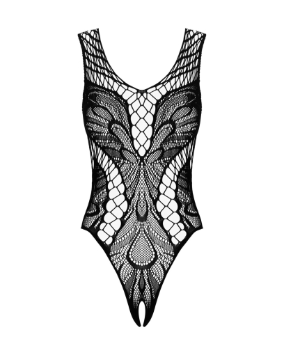 Бодістокінг з вирізами Obsessive B138 teddy S/M/L, black, з доступом - фото №3