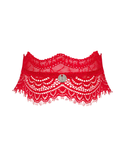 Широкий мереживний чокер Obsessive Bergamore choker, red - фото
