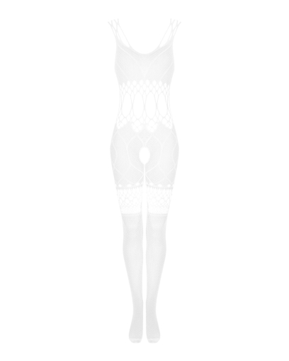 Сітчастий бодістокінг з імітацією топа та шортів Obsessive Bodystocking G330 XL/XXL, white, з доступ - фото №3