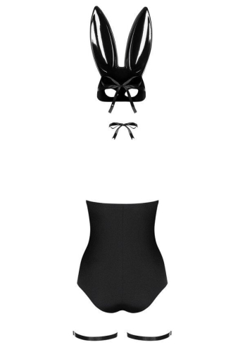 (SALE) Еротичний костюм кролика Obsessive Bunny costume S/M, black, боді, чокер, гартери, панчохи, маска №4