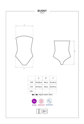 Еротичний костюм кролика Obsessive Bunny costume L/XL, black, боді, чокер, гартери, панчохи, маска - фото №5