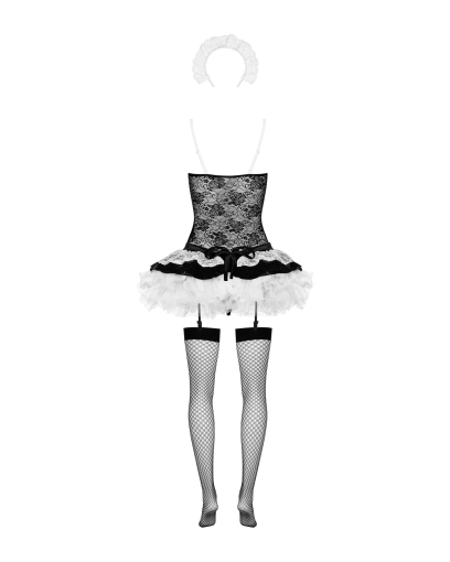 Еротичний костюм покоївки зі спідницею Obsessive Housemaid 5 pcs costume S/M, black, топ, спідниця, - фото №4