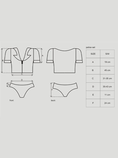 Еротичний костюм поліцейського Obsessive Police set S/M, black, топ, шорти, кепка, пояс, портупея №4