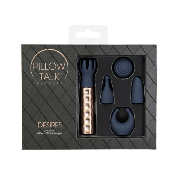 Вібромасажер Pillow Talk Secrets Desires 6-Piece Mini Massager Set - Navy - фото