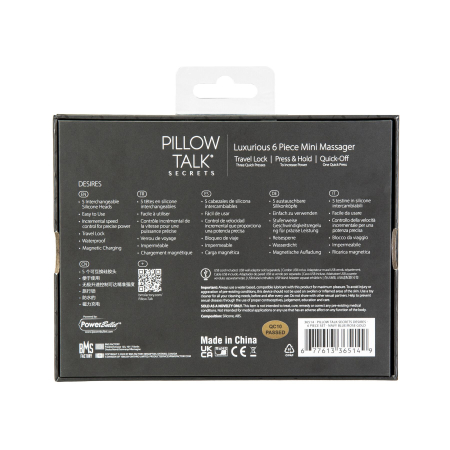 Вібромасажер Pillow Talk Secrets Desires 6-Piece Mini Massager Set - Navy - фото №12