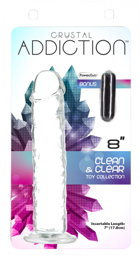 Прозорий фалоімітатор ADDICTION Vertical Dong 8?, присоска, діаметр 3,8 см, віброкуля в подарунок №5