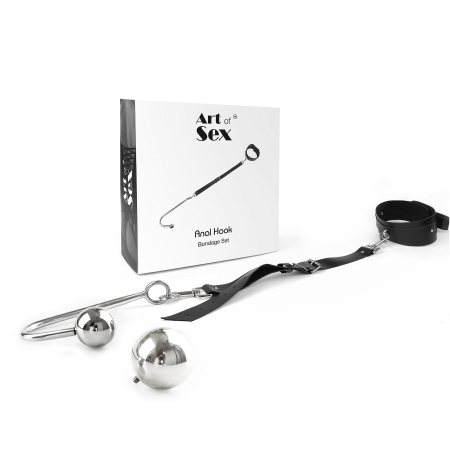 Анальний гак 4 із нашийником з натуральної шкіри Art of Sex - Anal hook, Чорний - фото №2