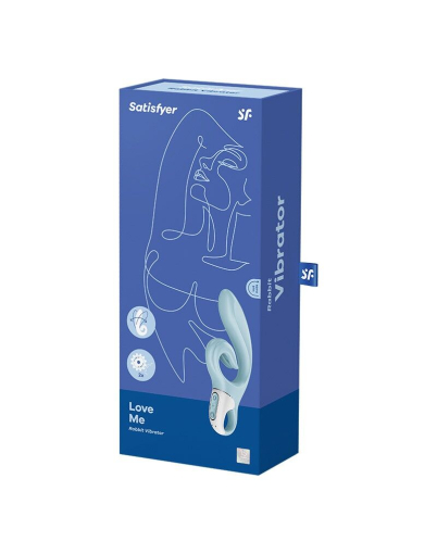 Вібратор-кролик Satisfyer Love Me Blue, гнучкий, відросток з потрійним кінчиком - фото №7