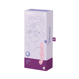 Двосторонній вібратор-кролик Satisfyer Triple Oh Pink, 3 мотори, руків’я-масажер - - фото №8