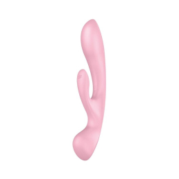 Двосторонній вібратор-кролик Satisfyer Triple Oh Pink, 3 мотори, руків’я-масажер - фото