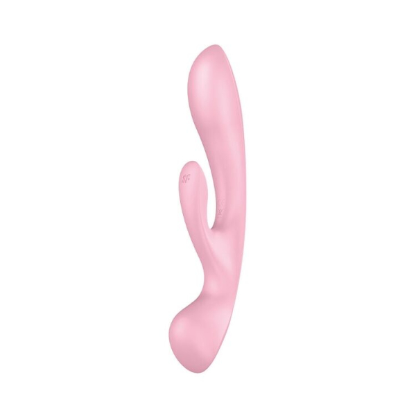 Двосторонній вібратор-кролик Satisfyer Triple Oh Pink, 3 мотори, руків’я-масажер - фото