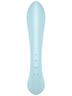 Двосторонній вібратор-кролик Satisfyer Triple Oh Light Blue, 3 мотори, руків’я-масажер - - фото №3