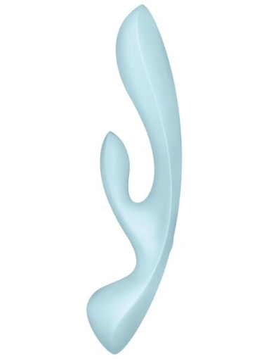 Двосторонній вібратор-кролик Satisfyer Triple Oh Light Blue, 3 мотори, руків’я-масажер - фото №2