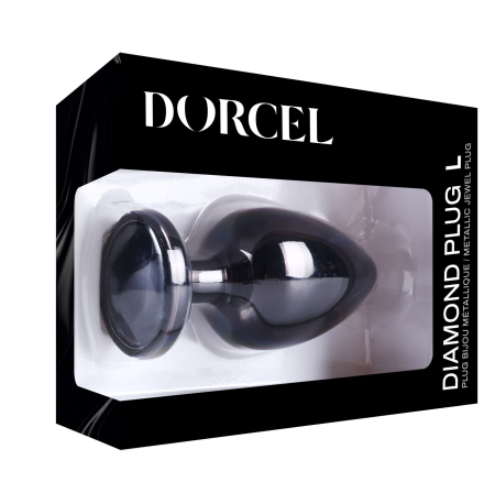 Металева анальна пробка з кристалом Dorcel Diamond Plug Black L - фото №7