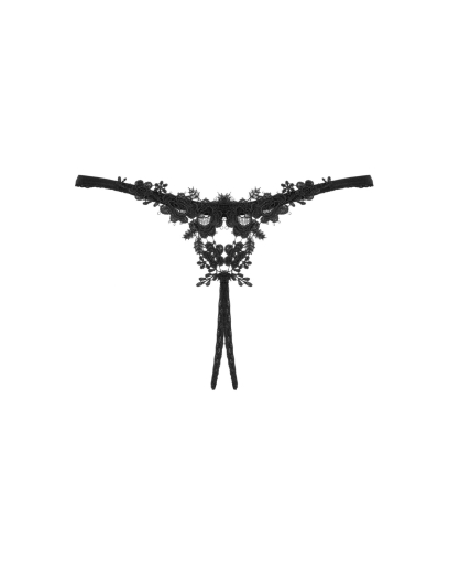 Прозорі стрінги з доступом Obsessive Celia Noir crotchless thong XL/2XL - фото №6