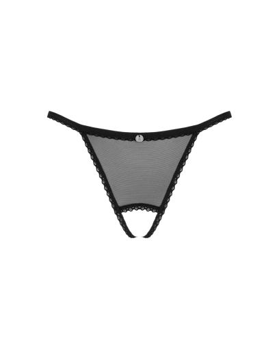 Прозорі стрінги з доступом Obsessive Celia Noir crotchless thong XL/2XL - фото №5