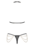 Комплект із ланцюжками Obsessive Pantheria 2-pcs set black S/M, бюстгальтер, трусики - фото №4