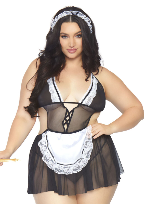 Костюм покоївки Leg Avenue Fantasy French Maid XL/XXL, сукня, трусики, пов’язка - фото