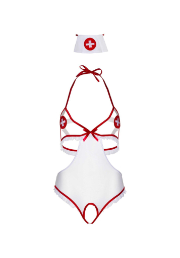 Костюм медсестри Leg Avenue Naughty Nurse, one size, боді та шапочка - фото №3