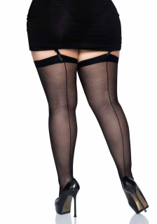 Прозорі панчохи зі швом Leg Avenue Sheer backseam stockings Black, plus size - - фото №2