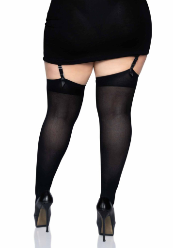 Щільні непрозорі панчохи Leg Avenue Nylon Thigh Highs Black, plus size - фото №2