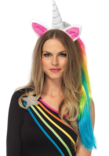 Обруч ріг єдинорога Leg Avenue Magical Unicorn Headband, з райдужною гривою - фото