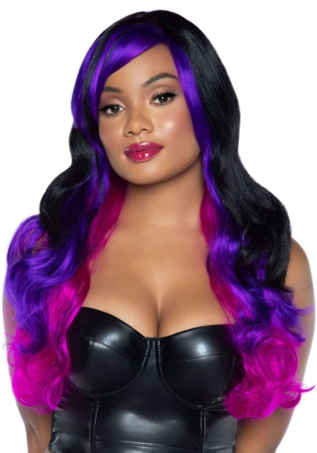 Leg Avenue Allure Multi Color Wig Black/Purple - фото