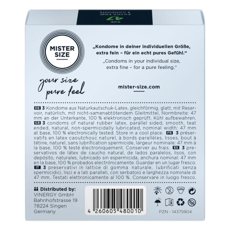 Презервативи Mister Size - pure feel - 47 (3 condoms), товщина 0,05 мм - фото №3