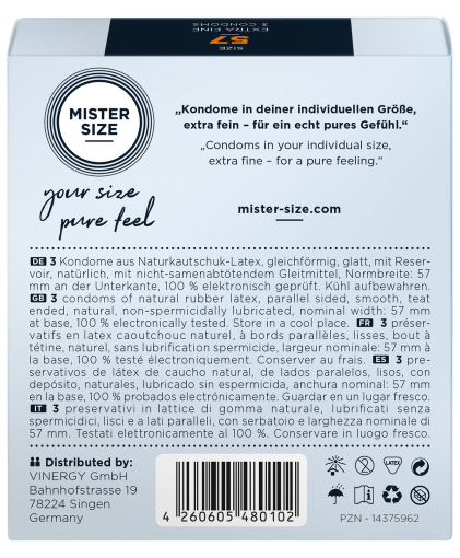 Презервативи Mister Size - pure feel - 57 (3 condoms), товщина 0,05 мм - фото №3
