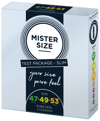 Набір презервативів Mister Size - pure feel - 47–49–53 (3 condoms), 3 розміри, товщина 0,05 мм - фото №2