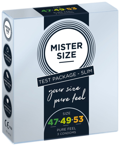 Набір презервативів Mister Size - pure feel - 47–49–53 (3 condoms), 3 розміри, товщина 0,05 мм - фото