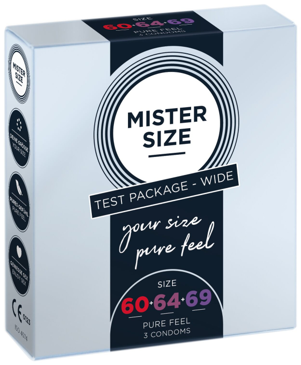 Набір презервативів Mister Size - pure feel - 60–64–69 (3 condoms), 3 розміри, товщина 0,05 мм - фото