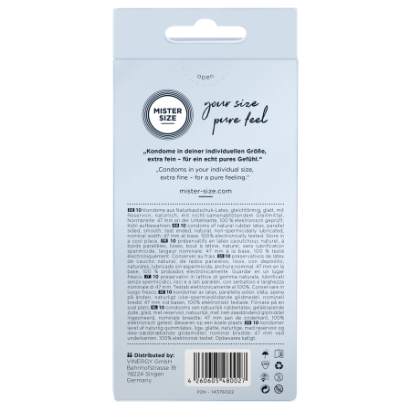 Презервативи Mister Size - pure feel - 47 (10 condoms), товщина 0,05 мм - фото №3