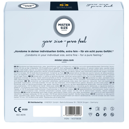 Презервативи Mister Size - pure feel - 53 (36 condoms), товщина 0,05 мм - фото №3