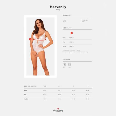 Еротичне напівпрозоре боді Obsessive Heavenlly crotchless teddy XL/2XL, з доступом - фото №5
