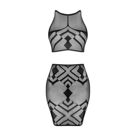 Еротичний напівпрозорий комплект Obsessive K101 top & skirt S/M/L, топ, спідниця - фото №3