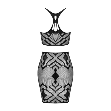 Еротичний напівпрозорий комплект Obsessive K101 top & skirt S/M/L, топ, спідниця - фото №4