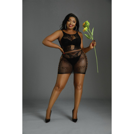 Сукня-бодістокінг Moonlight Plus Model 01 XL-XXXL Black, міні, без рукавів - фото №3