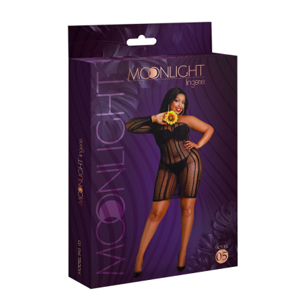 Сукня-бодістокінг Moonlight Plus Model 05 XL-XXXL Black, закрите одне плече та рукав - фото №5