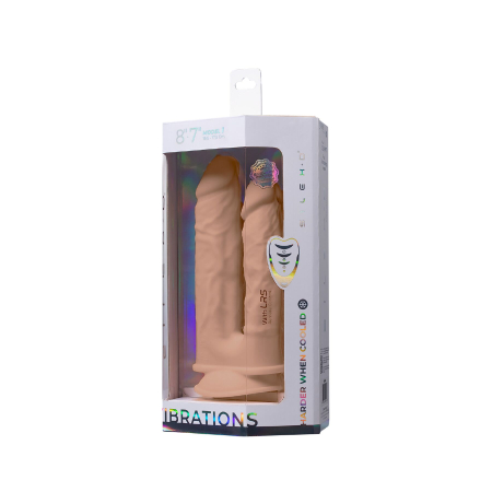 Подвійний фалоімітатор з вібрацією SilexD Double Gusto Vibro Flesh (Model 1 size 8" & 7") + LRS, діаметр 4,5 см та 3,7 см - фото №7