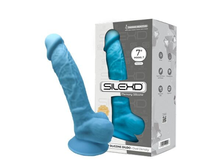 Фалоімітатор SilexD Johnny Blue (MODEL 1 size 7in), двошаровий, силікон+Silexpan, діаметр 3,8 см - фото №3