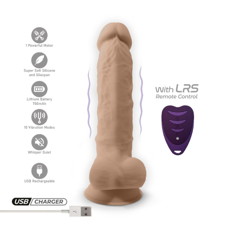 Фалоімітатор з вібрацією SilexD Vetus Vibro Flesh (MODEL 1 size 8in) + LRS, двошаровий, діам. 4,2 см - фото №7