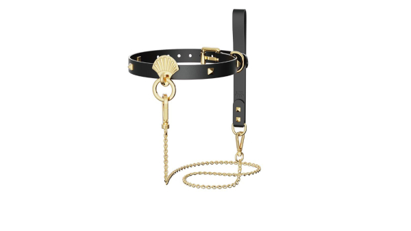 Розкішний нашийник з повідцем Zalo Collar & Leash Set Black, натуральна шкіра 