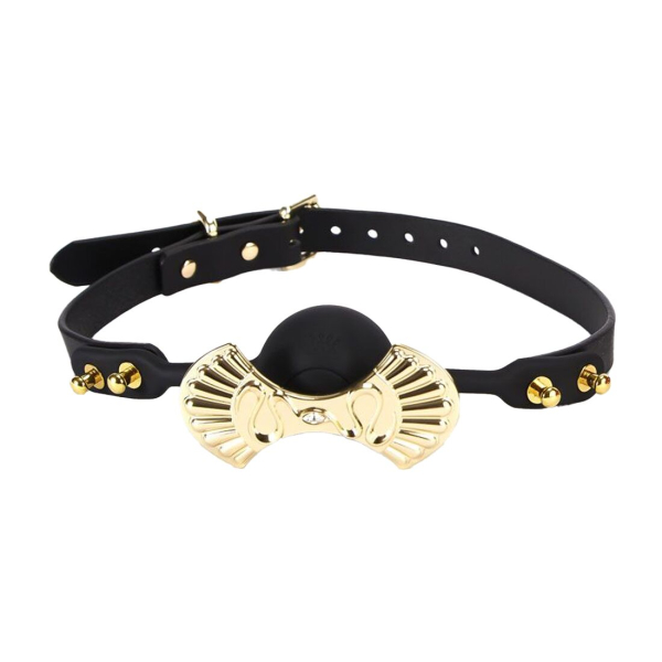 Розкішний силіконовий кляп Zalo Silicone Ball Gag Black, кристал Swarovski, шкіряний ремінець 