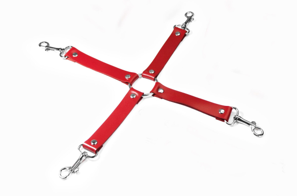 Хрестовина Feral Feelings – 4 Way Connector, натуральна шкіра, red - фото